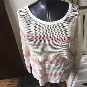 Chicos loose weave crochet lightweight craftcore style sweater